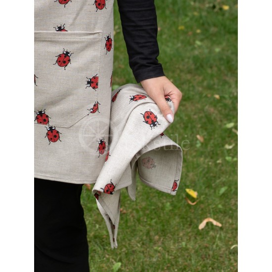 Colourful half-linen kitchen towel "Ladybug"